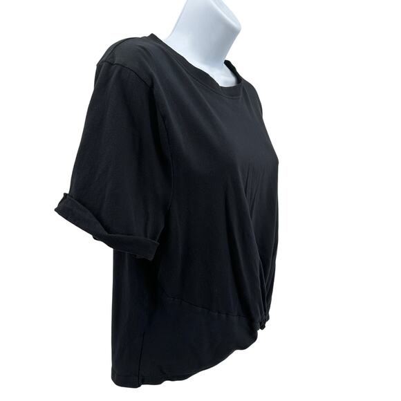 Fabletics Cotton Twist Knot Tee WMNS XL Black Rolled Cuff Short Sleeve Athletic - Picture 5 of 11